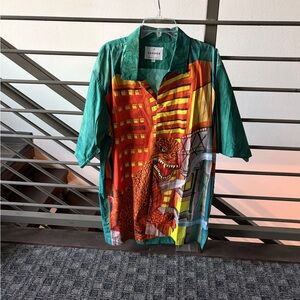 Kaiju button up shirt | godzilla streetwear tops